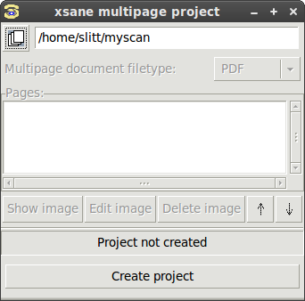 Multipage project screen as it first pops up