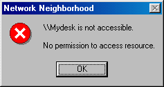 The Not Accessible dialog box