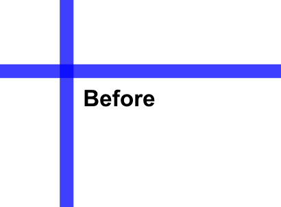 Perpendicular, almost interstecting, before