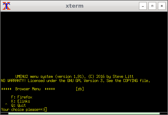 Screenshot of completed Browser Menu