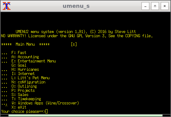 UMENU2 screenshot
